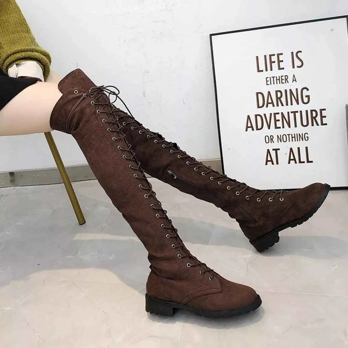 Lace-Up Over-the-Knee Boots