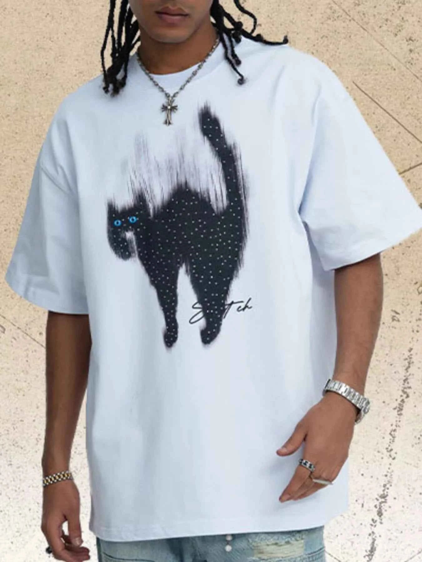 Men's Cat Graphic Short Sleeve T-Shirt
