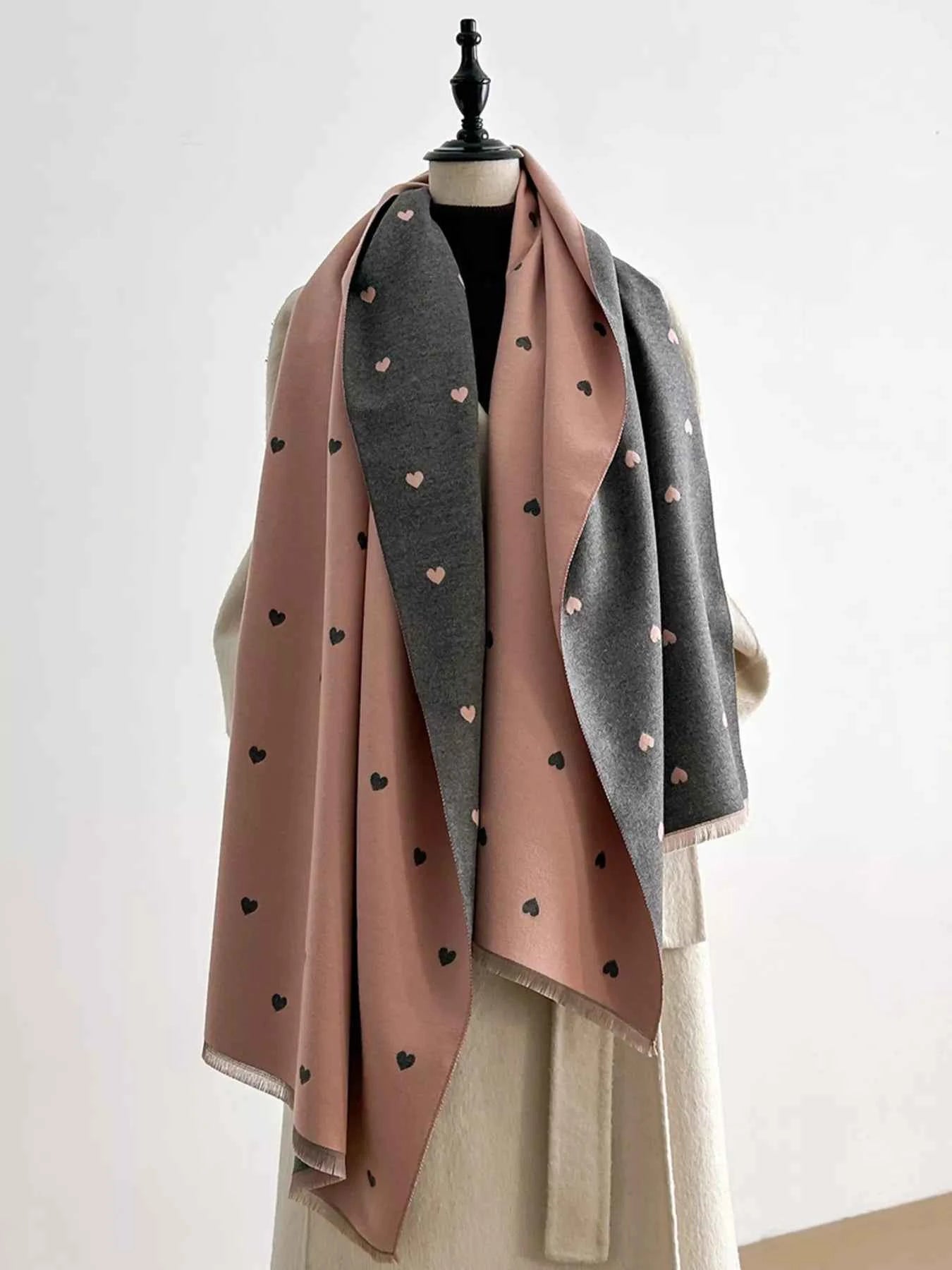 Heart Raw Hem Scarf