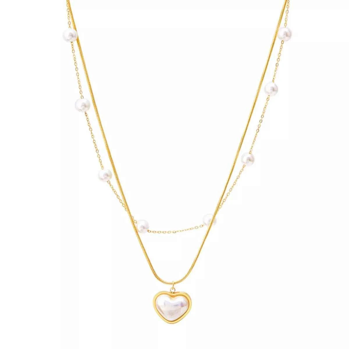 18K Gold-Plated Double Layered Heart Necklace