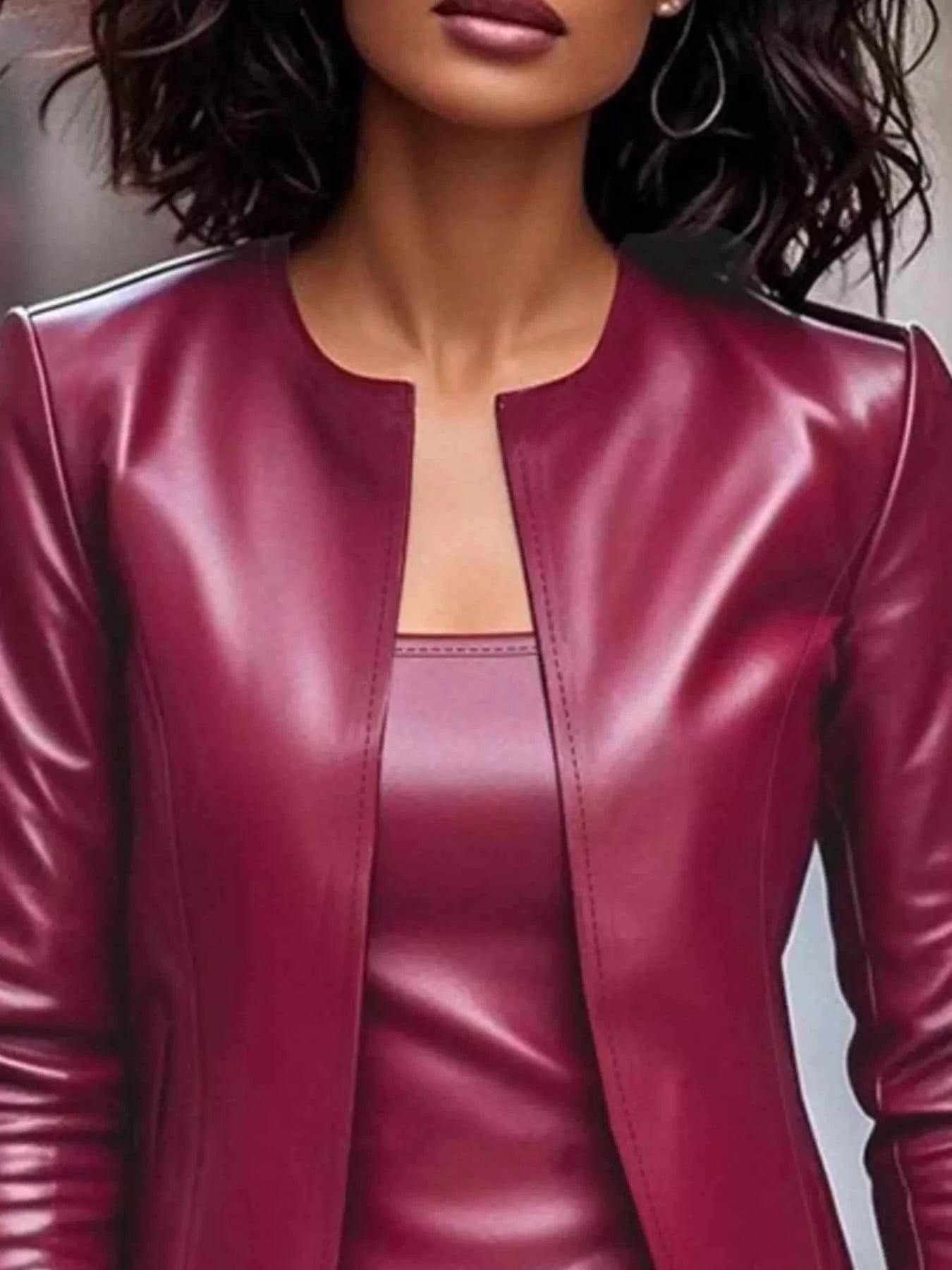 Open Front Leather Jacket Dress Set for Effortless Style and Versatility