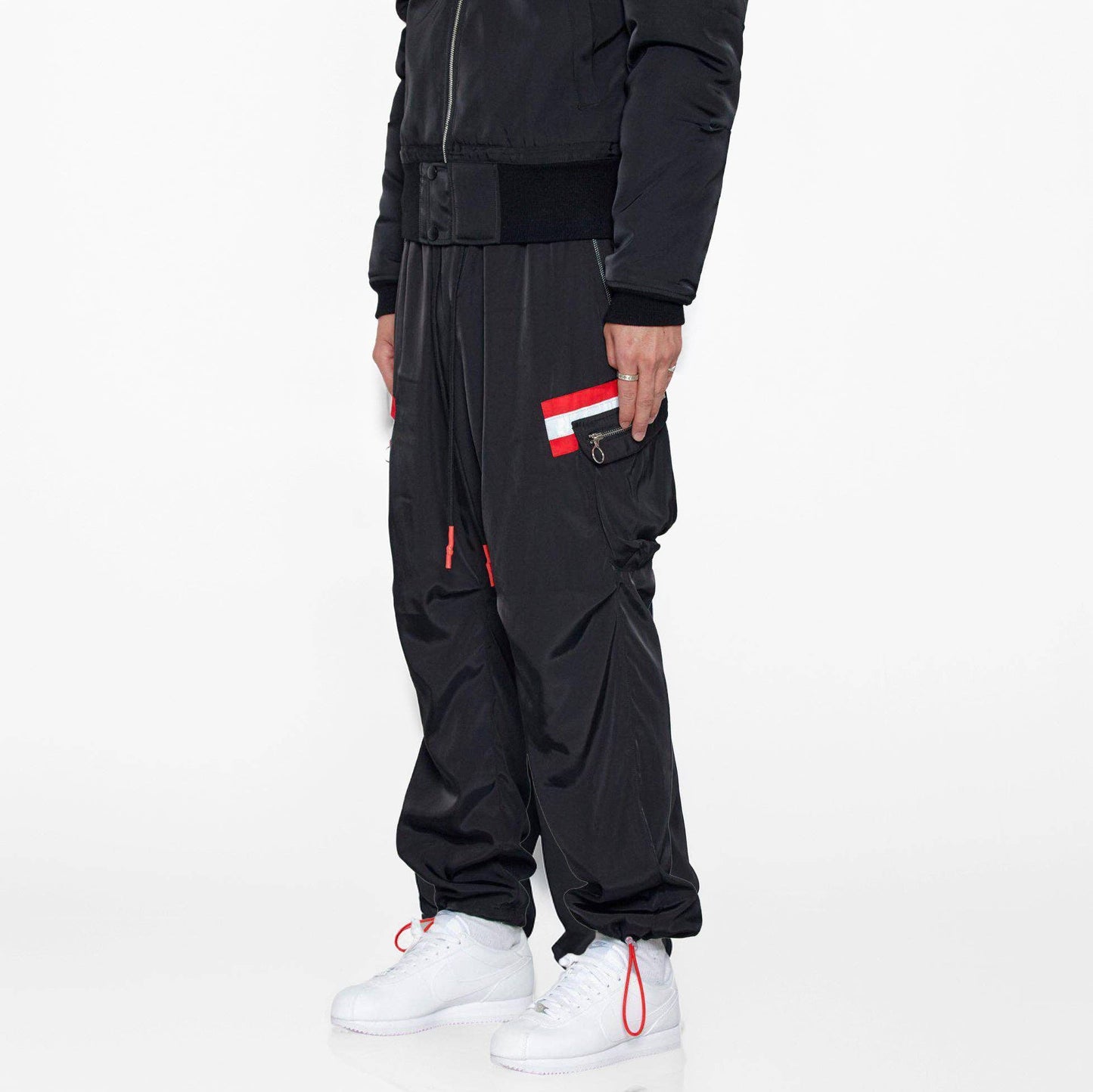 Konus Men’s Reflective Tape Utility Cargo Pants – Black