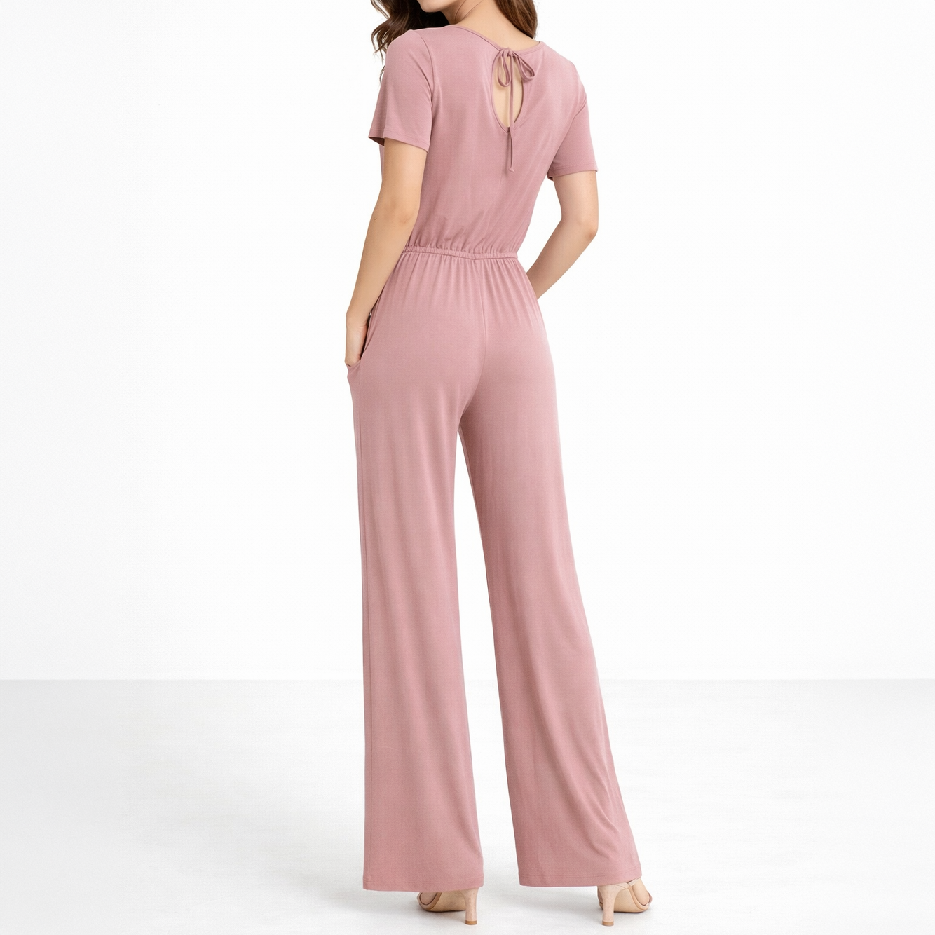 Robin K - Women’s Lounge Wide Leg Jumpsuit – Mauve