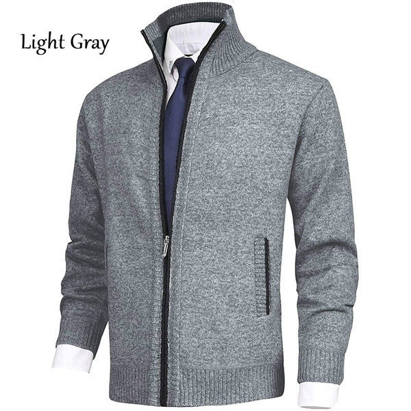 Suéter tipo cárdigan de cuello alto de color liso para hombre