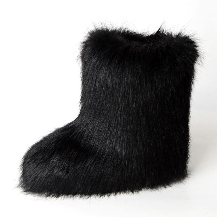 Zapatos de mujer Botas de piel de zorro Botas de nieve de forro polar sintético