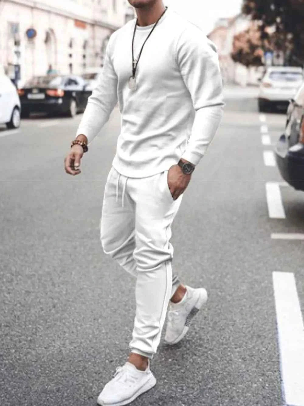 Men's Plus Size Loungewear Set - Full Size Round Neck Long Sleeve Top and Pants Set