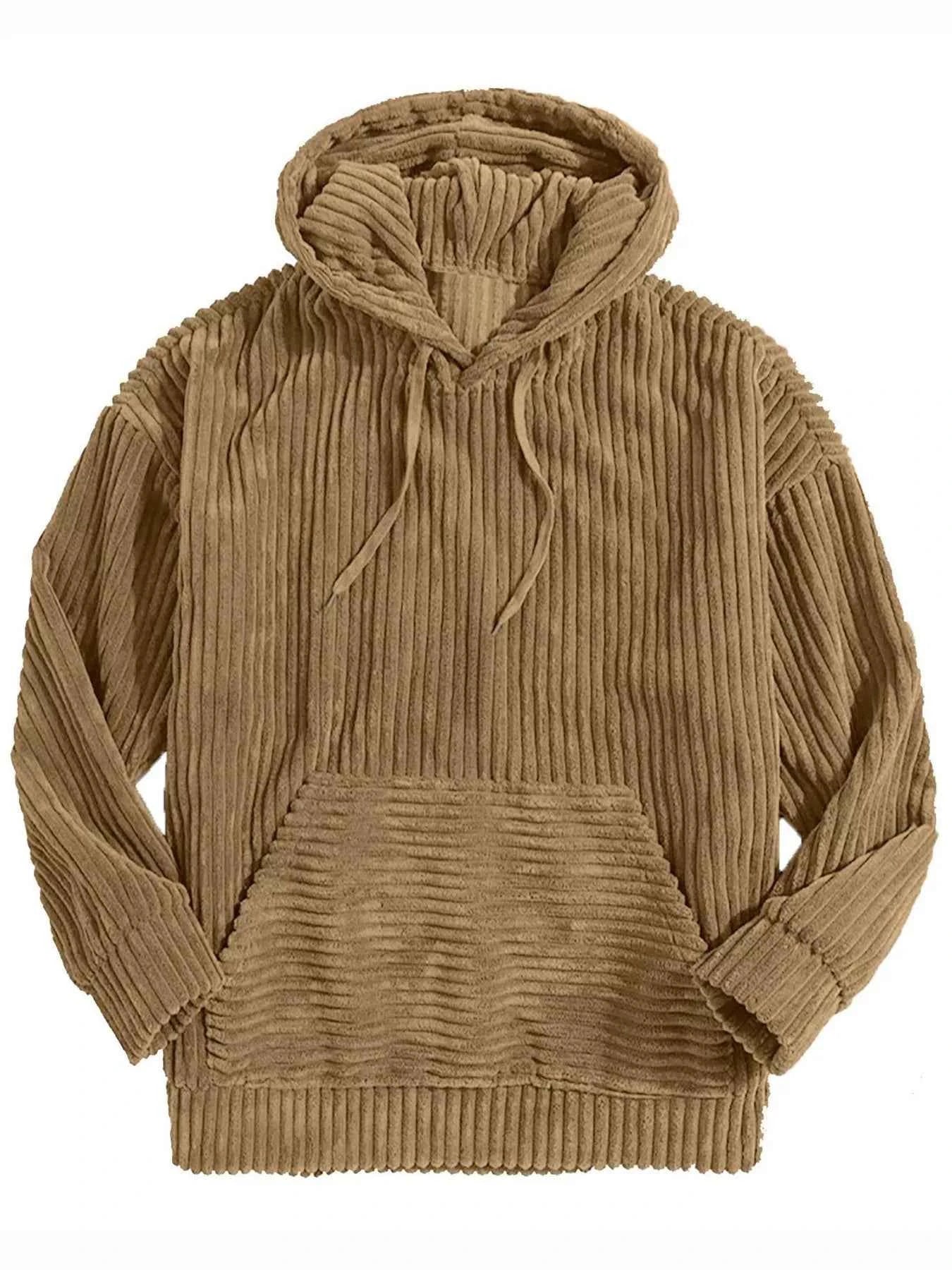 Men's Full Size Casual Corduroy Hoodie Plus Size