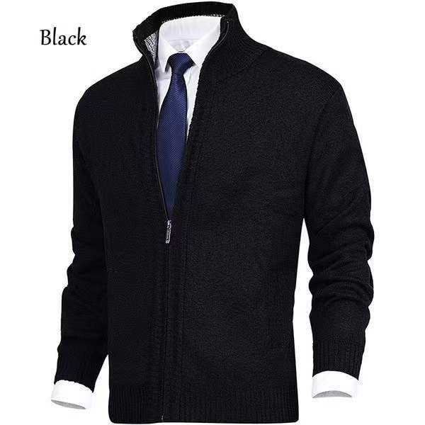 Suéter tipo cárdigan de cuello alto de color liso para hombre