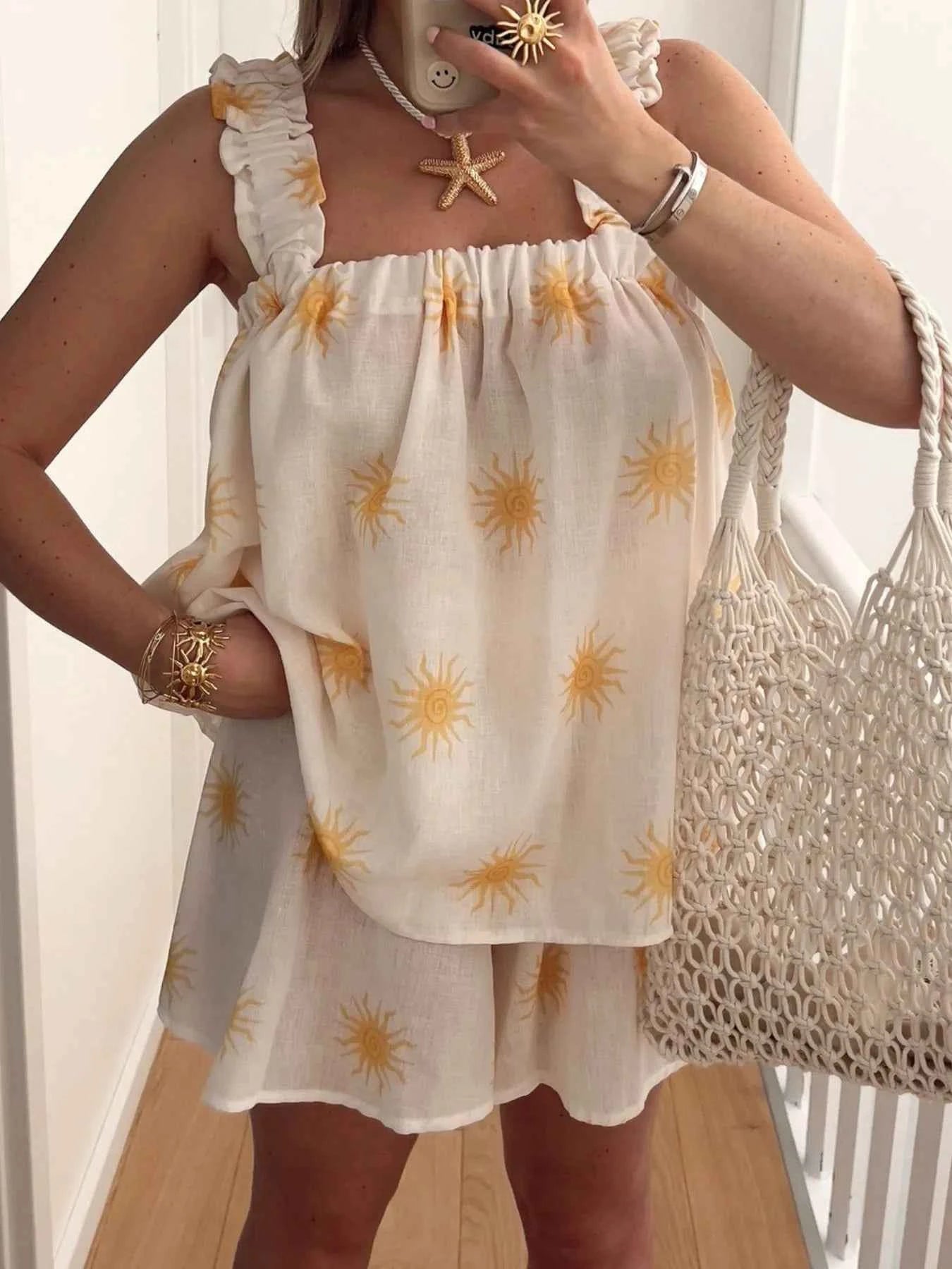 Striped Heart Cami Top and Shorts Set