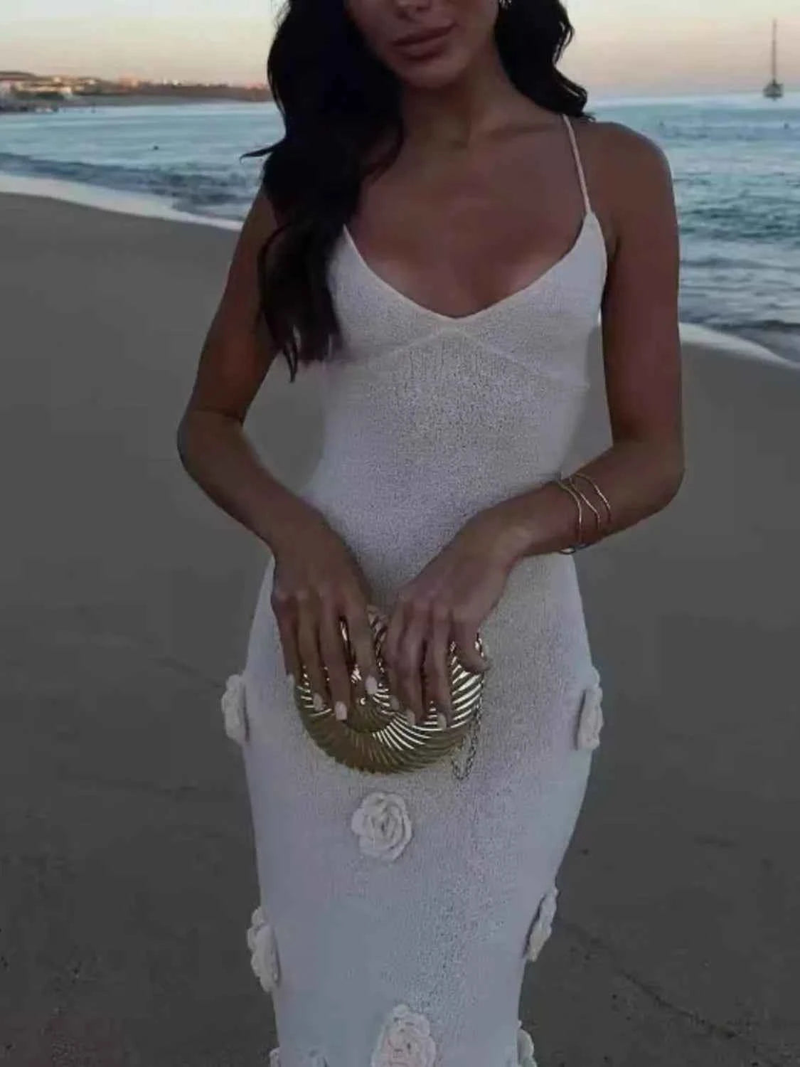 Flower Maxi Sweater Cami Dress