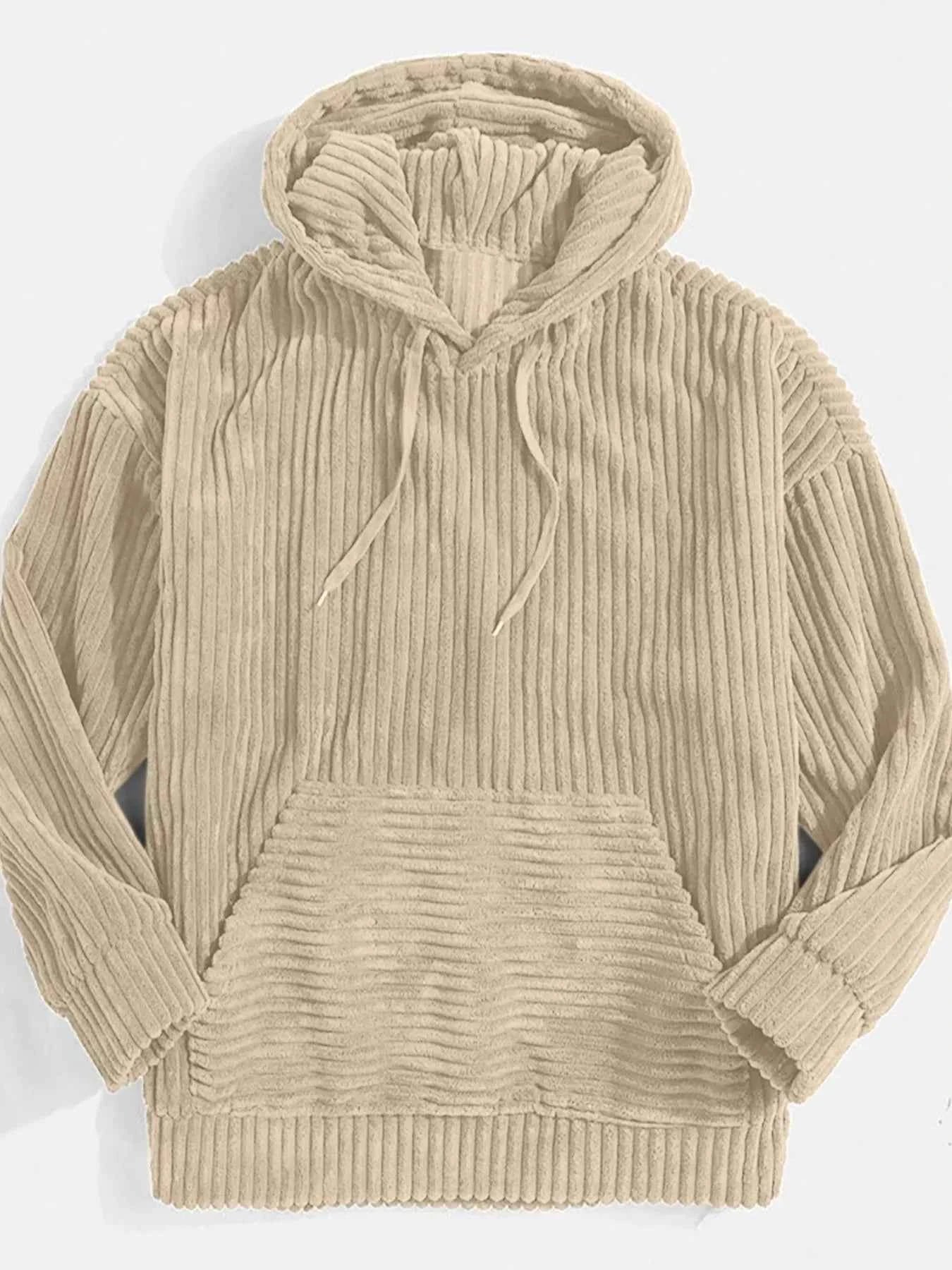 Men's Full Size Casual Corduroy Hoodie Plus Size