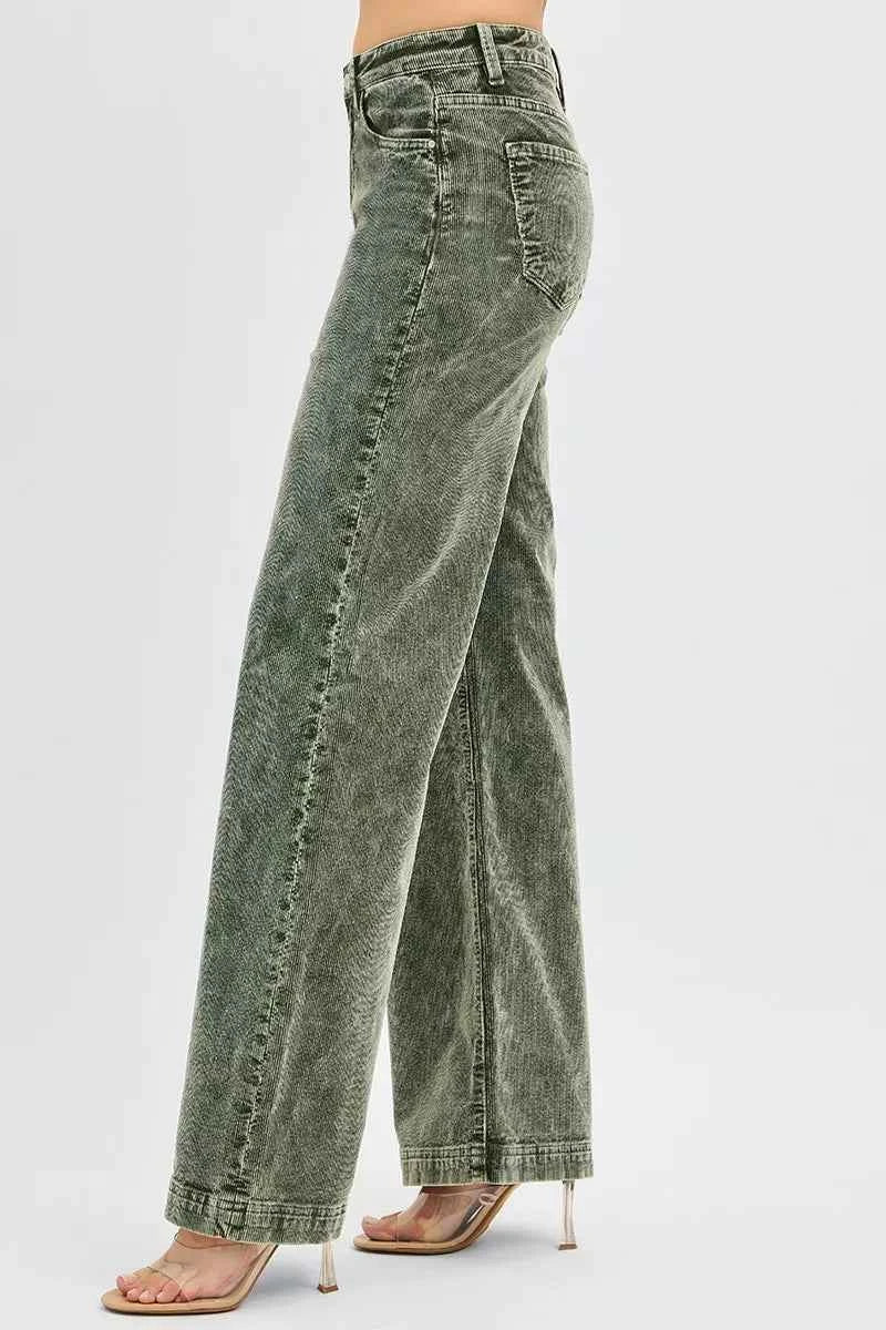 RISEN Full Size High Rise Wide Leg Corduroy Jeans Plus Size