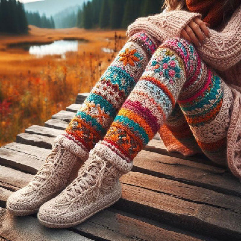Leggings de punto estampados a la moda para mujer