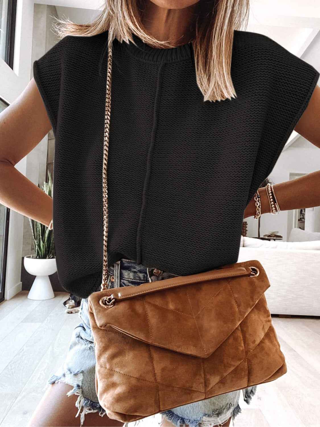 Cap Sleeve Sweater Vest for Stylish Comfort and Versatility