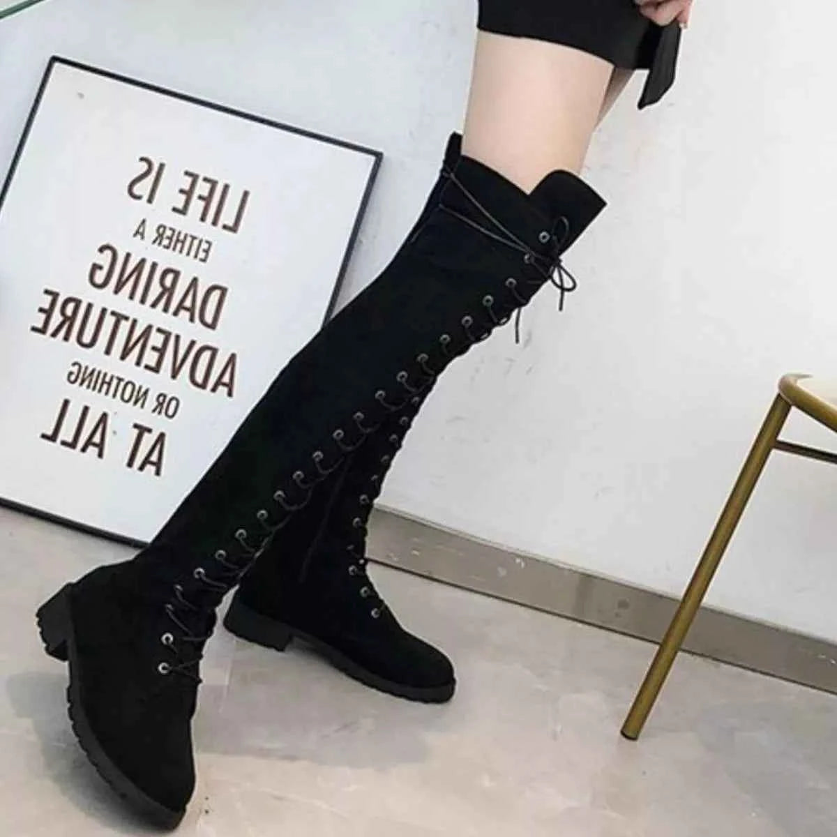 Lace-Up Over-the-Knee Boots