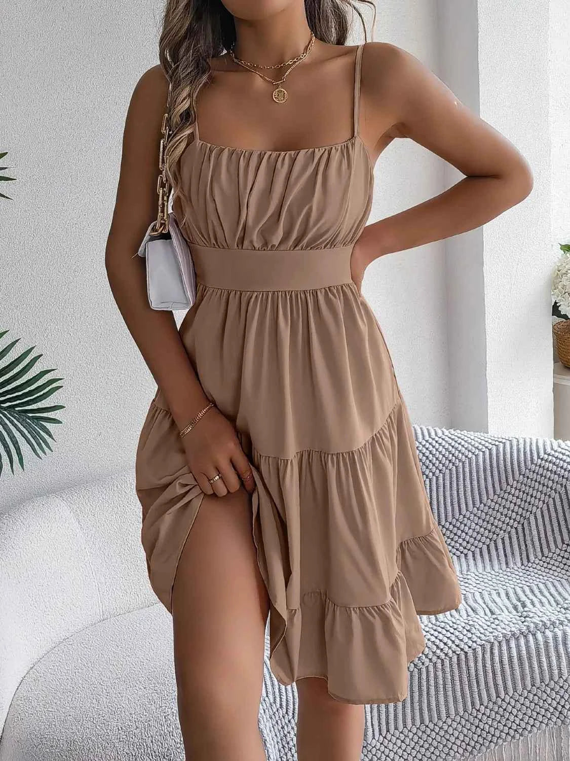 Smocked Back Tiered Cami Dress