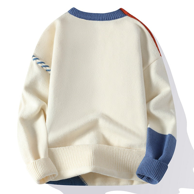 Suéter Ins Colorblock sin Cierre, Moda de Invierno, Jersey de Manga Larga para Hombre