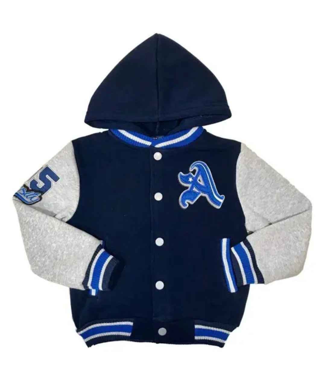 Unik – Boys Varsity Jacket With Hoodie |Blue