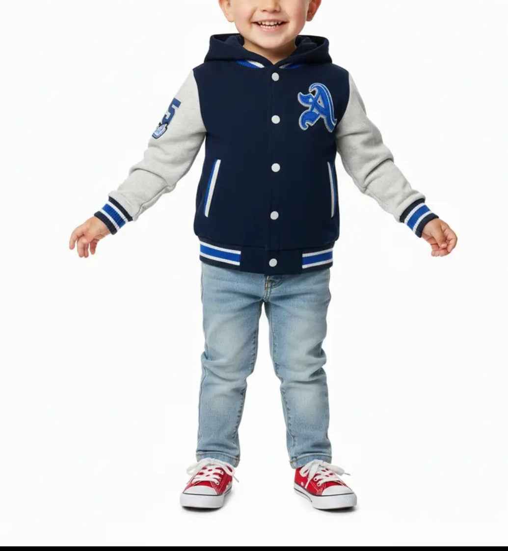 Unik – Boys Varsity Jacket With Hoodie |Blue